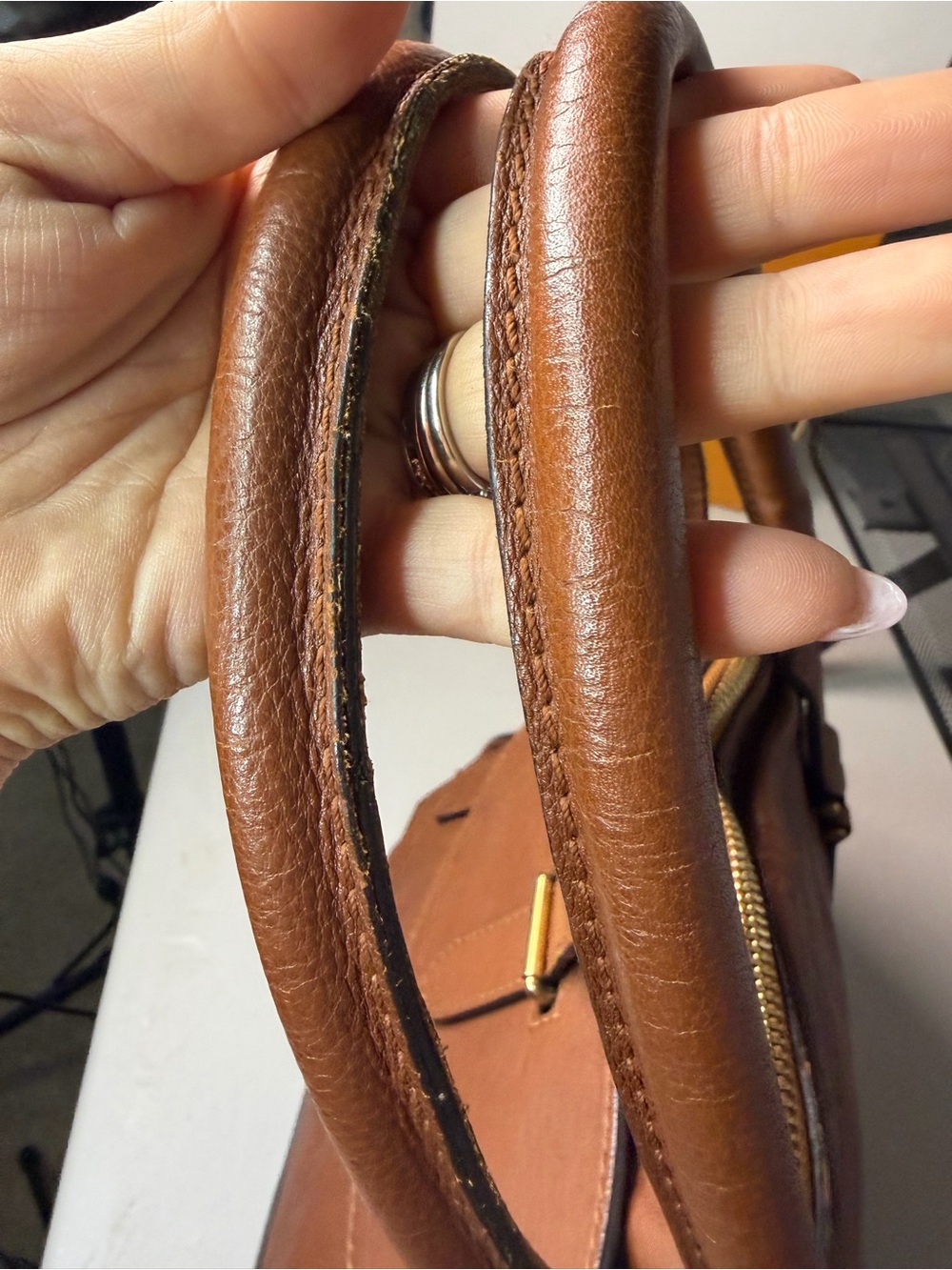 Chloé Georgia Dome Bag Cognac Brown Leather Shoulder Tote - Picture 11 of 16